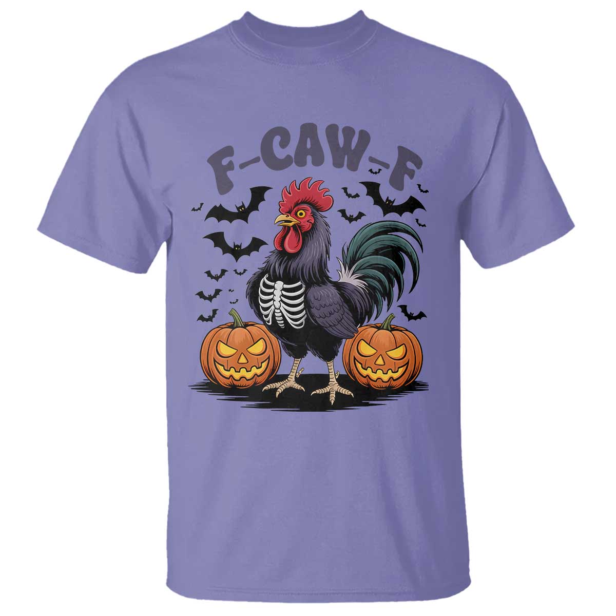 F Caw F Halloween Chicken Skeleton T Shirt Spooky Funny Rooster Meme - Wonder Print Shop