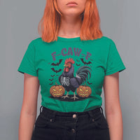 F Caw F Halloween Chicken Skeleton T Shirt For Women Spooky Funny Rooster Meme - Wonder Print Shop