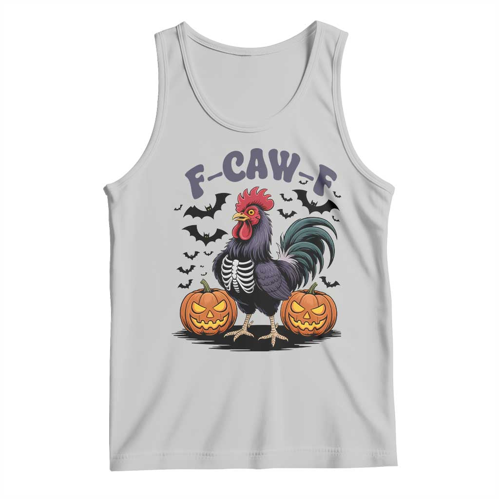 F Caw F Halloween Chicken Skeleton Tank Top Spooky Funny Rooster Meme - Wonder Print Shop