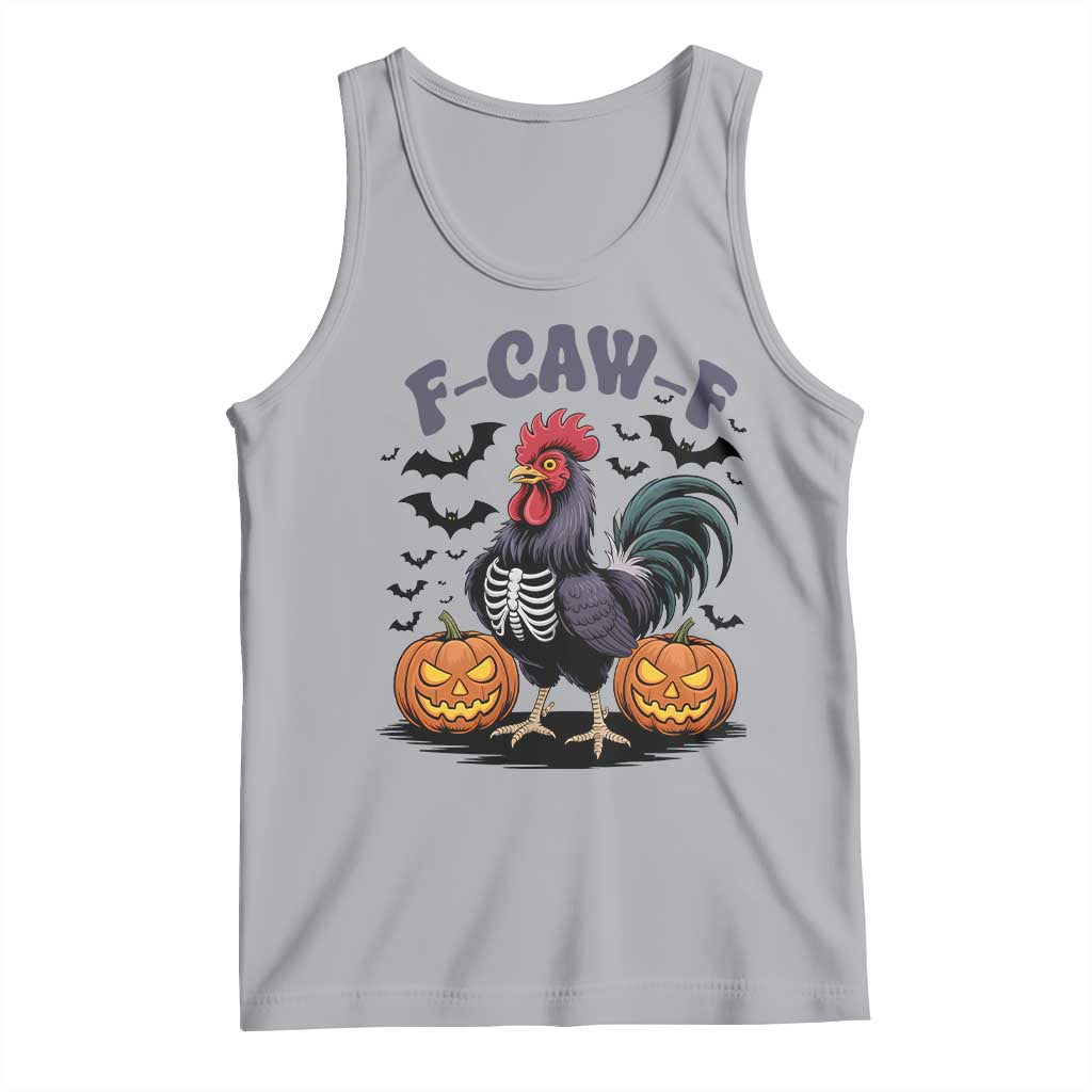 F Caw F Halloween Chicken Skeleton Tank Top Spooky Funny Rooster Meme - Wonder Print Shop
