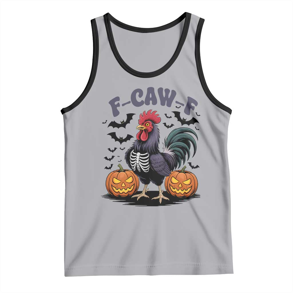 F Caw F Halloween Chicken Skeleton Tank Top Spooky Funny Rooster Meme - Wonder Print Shop