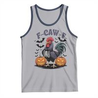 F Caw F Halloween Chicken Skeleton Tank Top Spooky Funny Rooster Meme - Wonder Print Shop