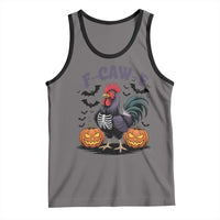 F Caw F Halloween Chicken Skeleton Tank Top Spooky Funny Rooster Meme - Wonder Print Shop