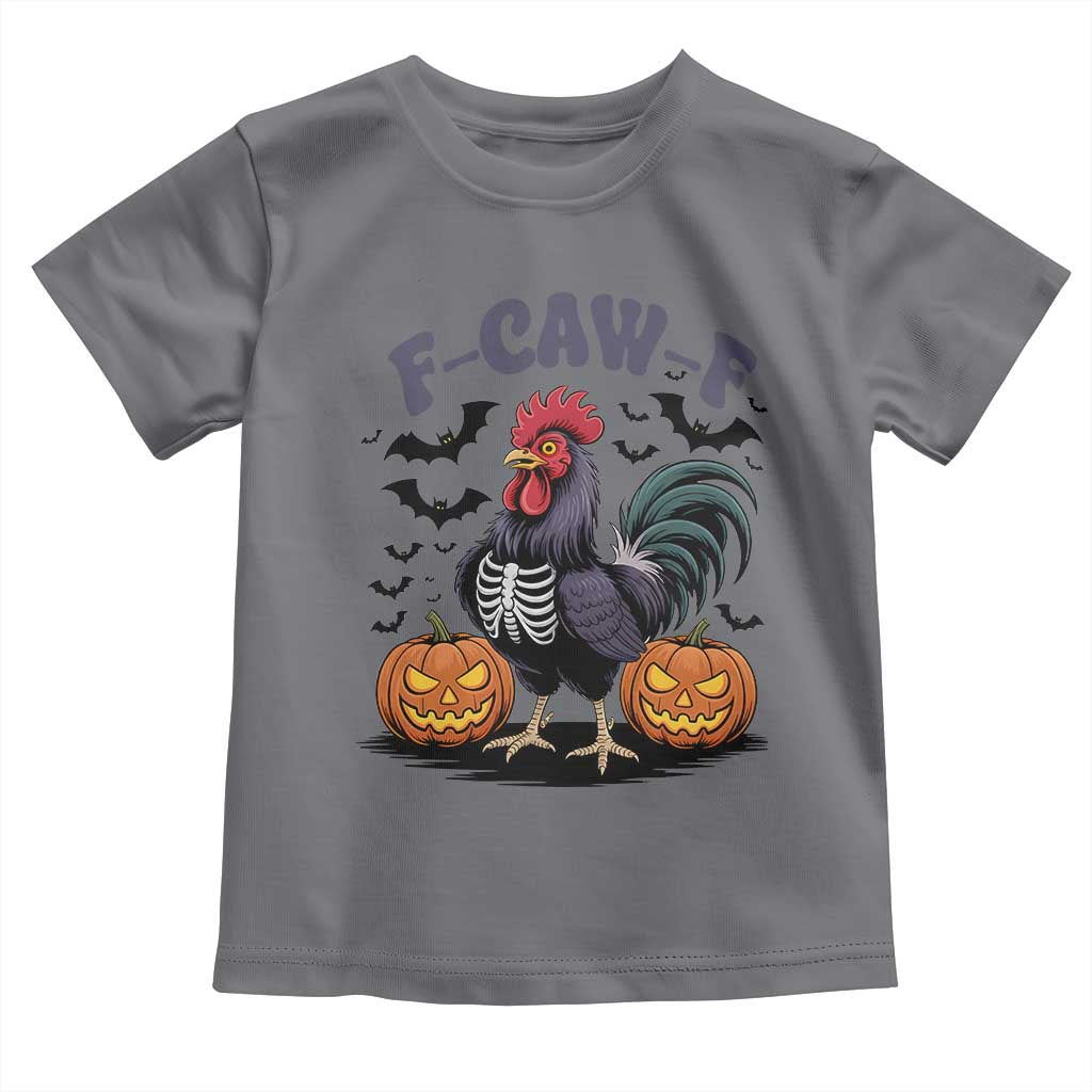 F Caw F Halloween Chicken Skeleton Toddler T Shirt Spooky Funny Rooster Meme - Wonder Print Shop