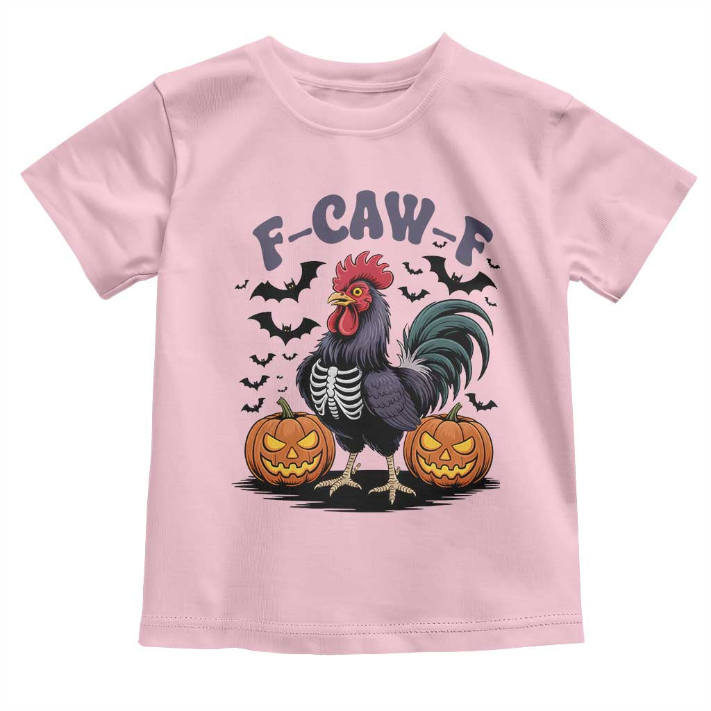 F Caw F Halloween Chicken Skeleton Toddler T Shirt Spooky Funny Rooster Meme - Wonder Print Shop