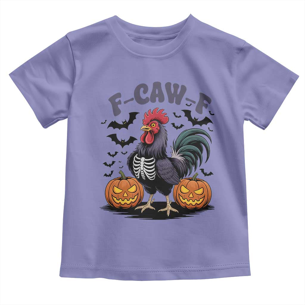 F Caw F Halloween Chicken Skeleton Toddler T Shirt Spooky Funny Rooster Meme - Wonder Print Shop