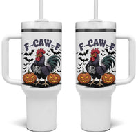 F Caw F Halloween Chicken Skeleton Tumbler With Handle Spooky Funny Rooster Meme - Wonder Print Shop