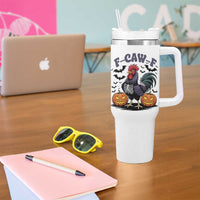 F Caw F Halloween Chicken Skeleton Tumbler With Handle Spooky Funny Rooster Meme - Wonder Print Shop