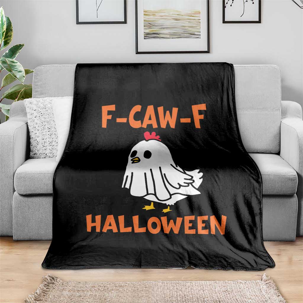 F Caw F Ghost Chicken Costume Throw Blanket Funny Cute Halloween Poultry Lover - Wonder Print Shop