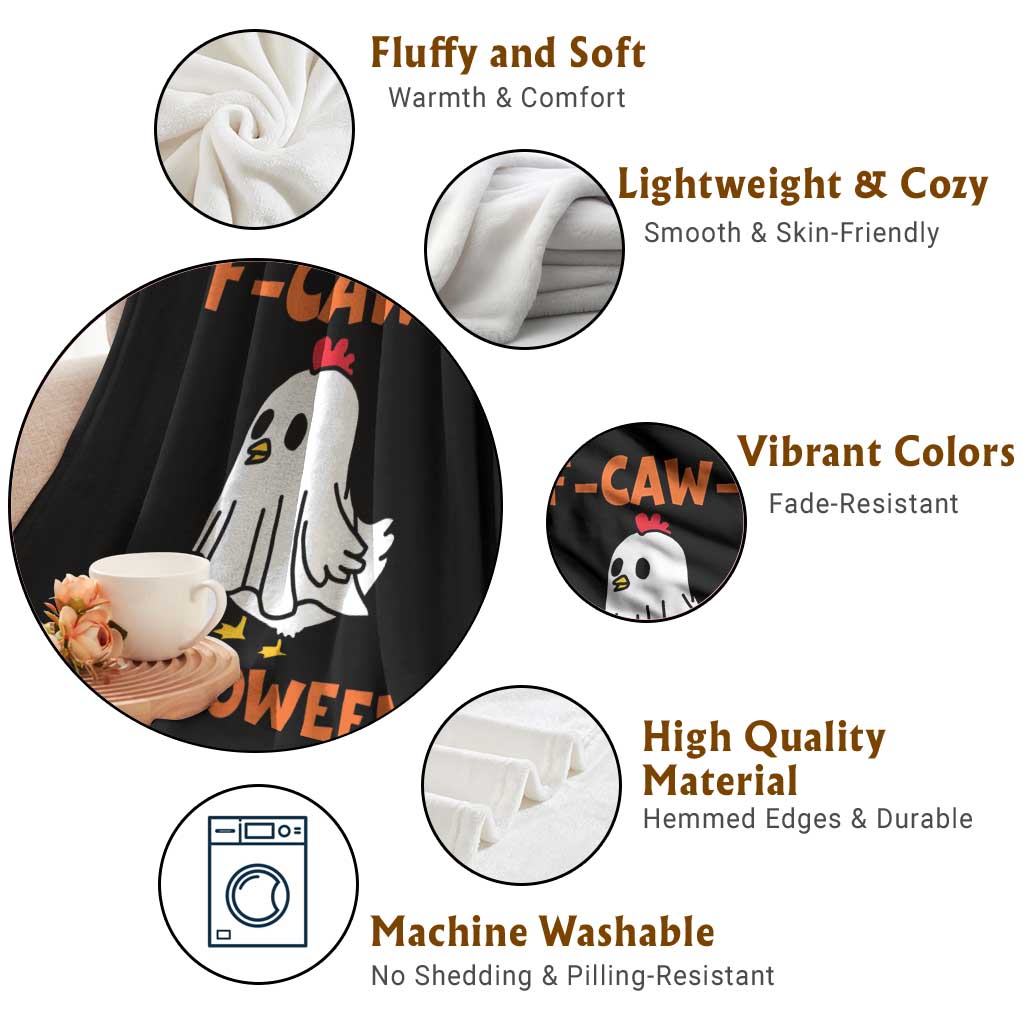 F Caw F Ghost Chicken Costume Throw Blanket Funny Cute Halloween Poultry Lover - Wonder Print Shop