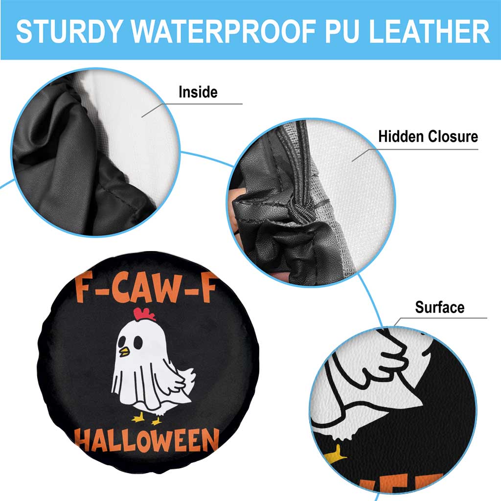 F Caw F Ghost Chicken Costume Spare Tire Cover Funny Cute Halloween Poultry Lover - Wonder Print Shop