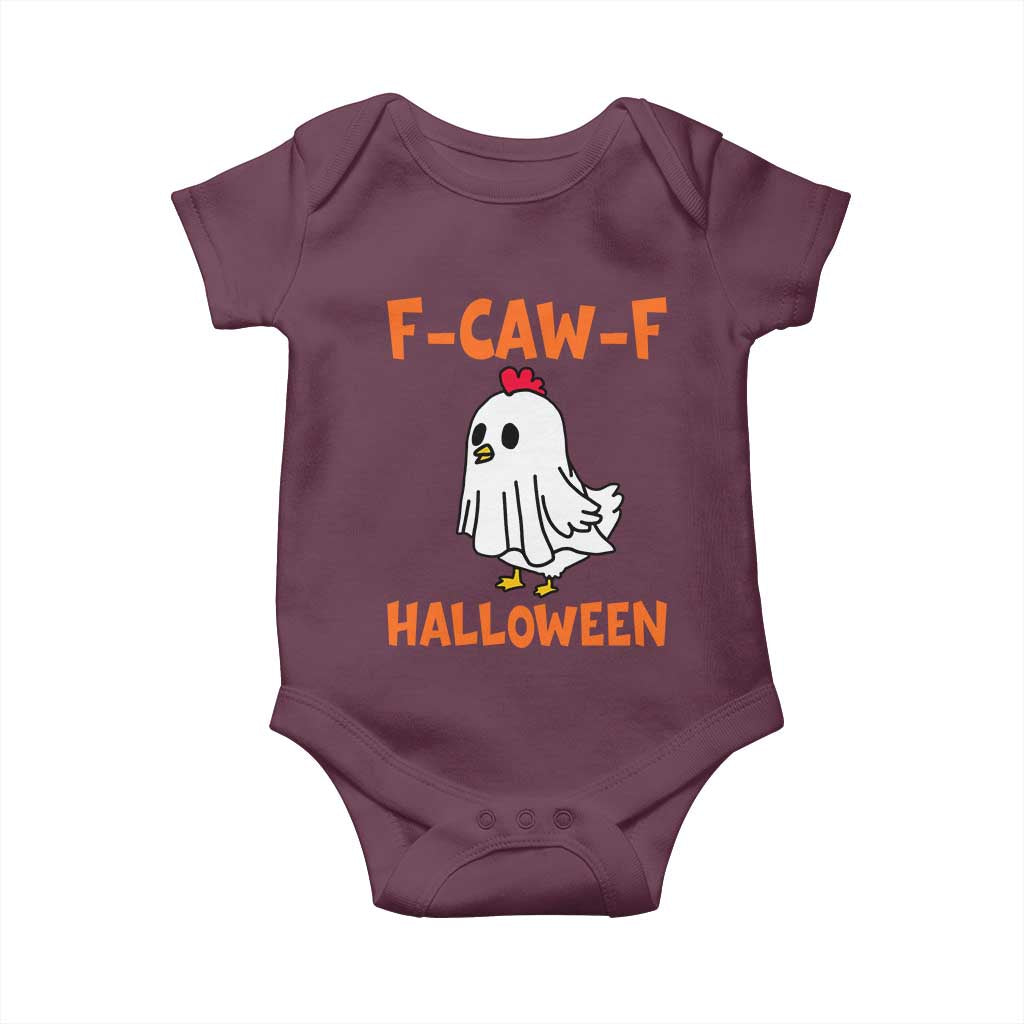 F Caw F Ghost Chicken Costume Baby Onesie Funny Cute Halloween Poultry Lover - Wonder Print Shop