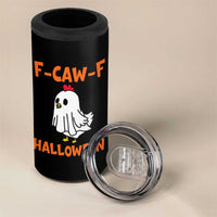 F Caw F Ghost Chicken Costume 4 in 1 Can Cooler Tumbler Funny Cute Halloween Poultry Lover - Wonder Print Shop