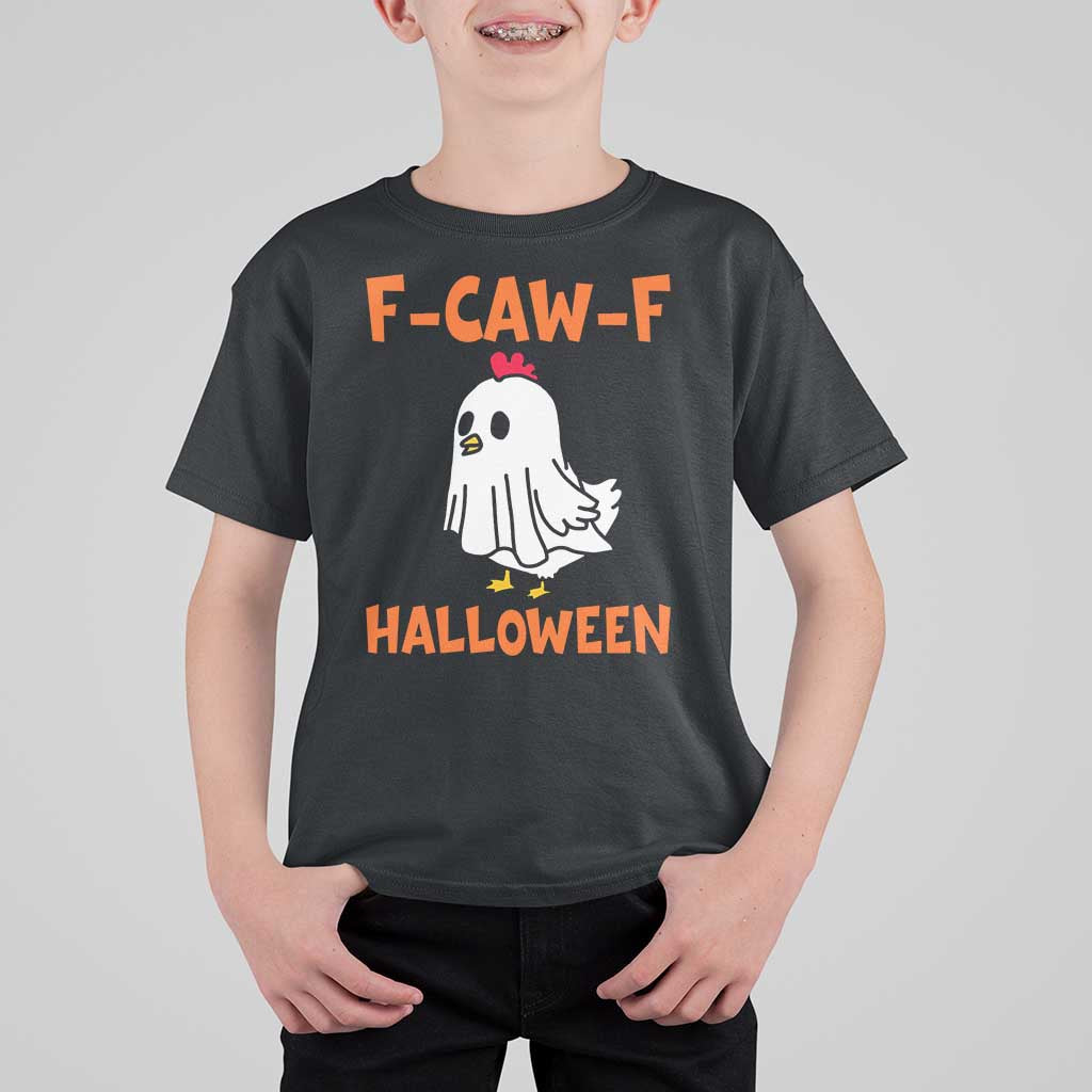F Caw F Ghost Chicken Costume T Shirt For Kid Funny Cute Halloween Poultry Lover - Wonder Print Shop