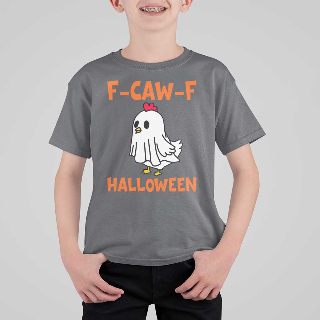 F Caw F Ghost Chicken Costume T Shirt For Kid Funny Cute Halloween Poultry Lover - Wonder Print Shop