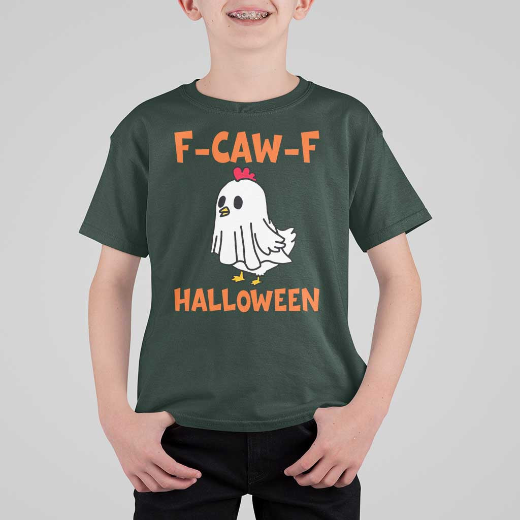 F Caw F Ghost Chicken Costume T Shirt For Kid Funny Cute Halloween Poultry Lover - Wonder Print Shop
