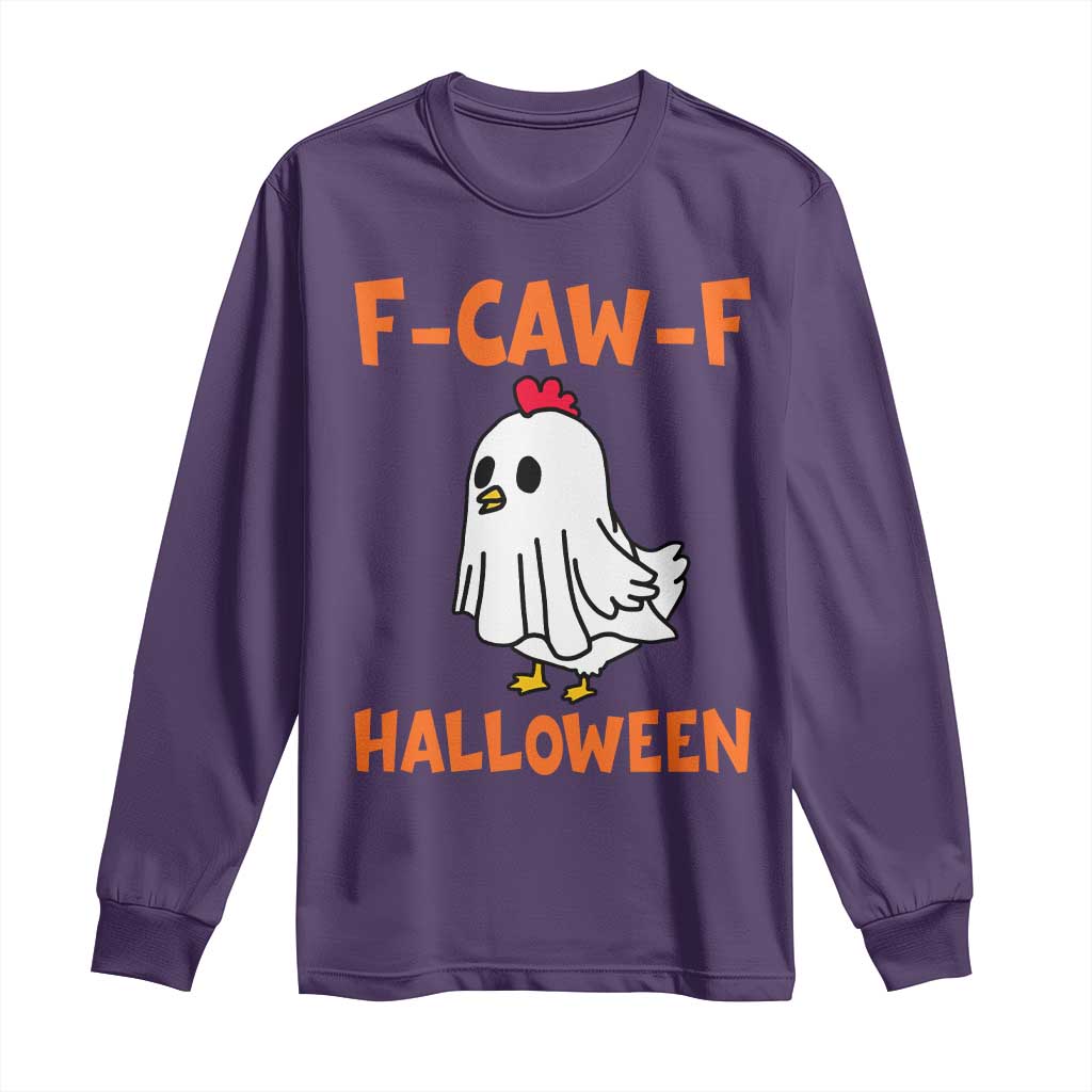 F Caw F Ghost Chicken Costume Long Sleeve Shirt Funny Cute Halloween Poultry Lover - Wonder Print Shop