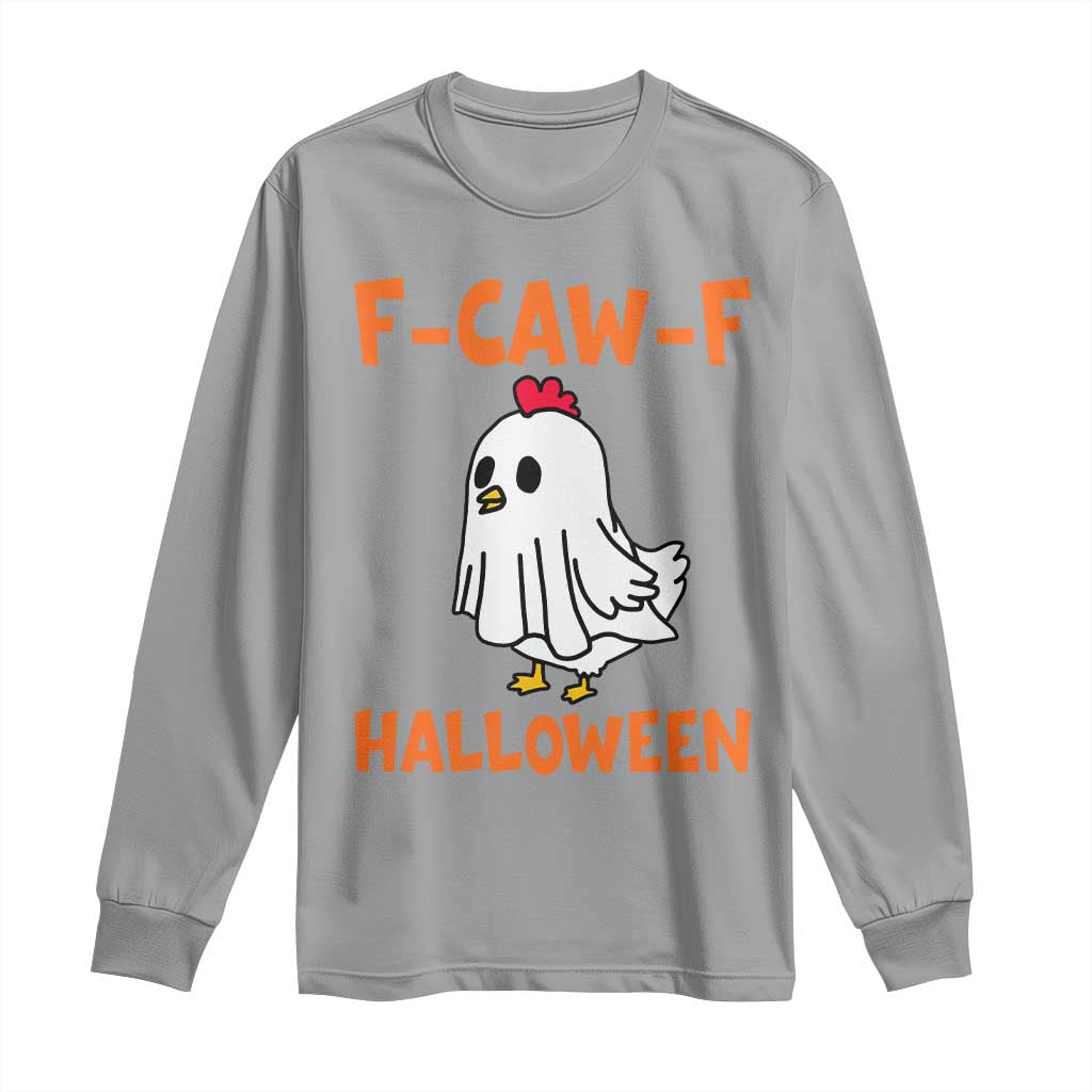 F Caw F Ghost Chicken Costume Long Sleeve Shirt Funny Cute Halloween Poultry Lover - Wonder Print Shop