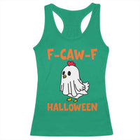 F Caw F Ghost Chicken Costume Racerback Tank Top Funny Cute Halloween Poultry Lover - Wonder Print Shop