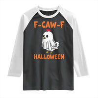 F Caw F Ghost Chicken Costume Raglan Shirt Funny Cute Halloween Poultry Lover - Wonder Print Shop