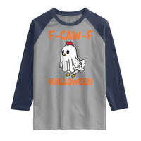 F Caw F Ghost Chicken Costume Raglan Shirt Funny Cute Halloween Poultry Lover - Wonder Print Shop