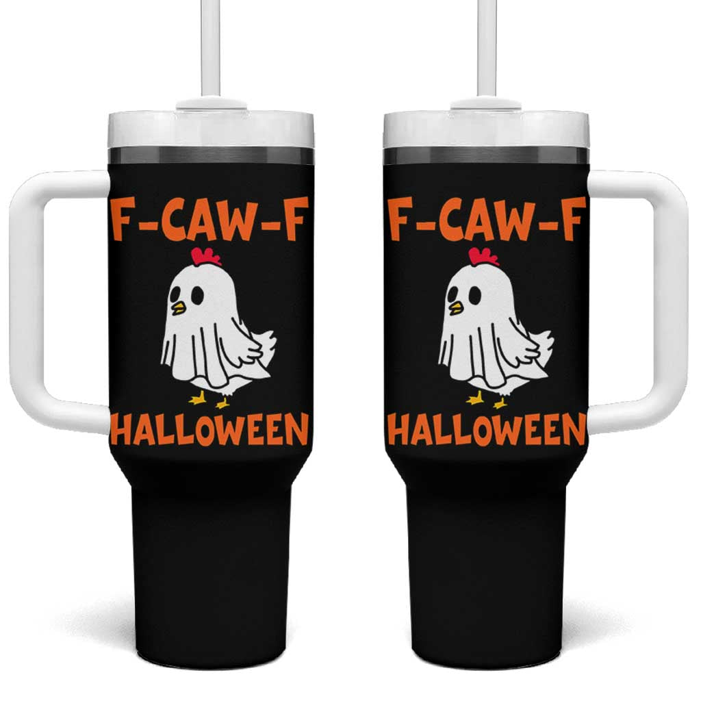 F Caw F Ghost Chicken Costume Tumbler With Handle Funny Cute Halloween Poultry Lover - Wonder Print Shop