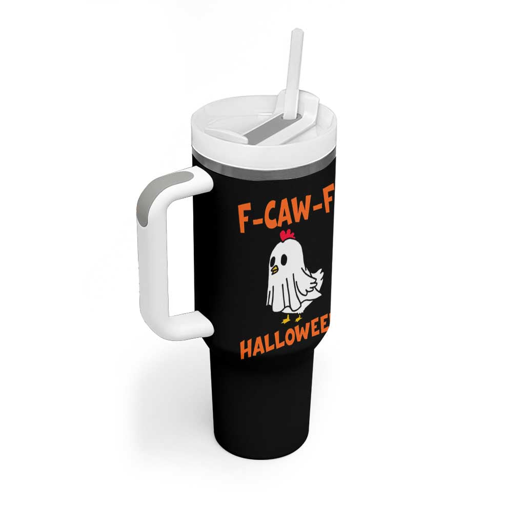 F Caw F Ghost Chicken Costume Tumbler With Handle Funny Cute Halloween Poultry Lover - Wonder Print Shop
