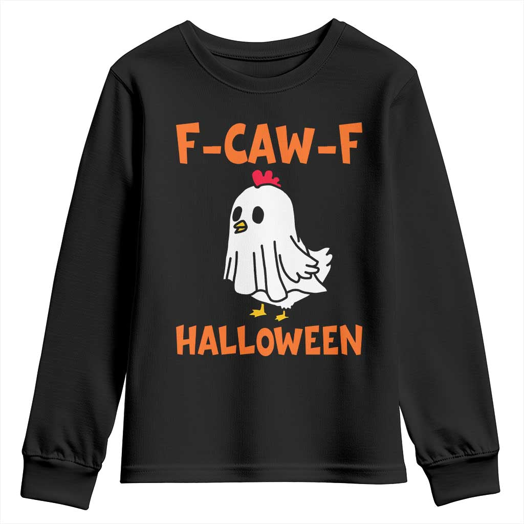 F Caw F Ghost Chicken Costume Youth Sweatshirt Funny Cute Halloween Poultry Lover - Wonder Print Shop