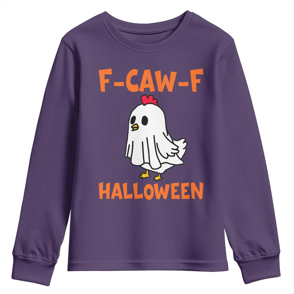 F Caw F Ghost Chicken Costume Youth Sweatshirt Funny Cute Halloween Poultry Lover - Wonder Print Shop