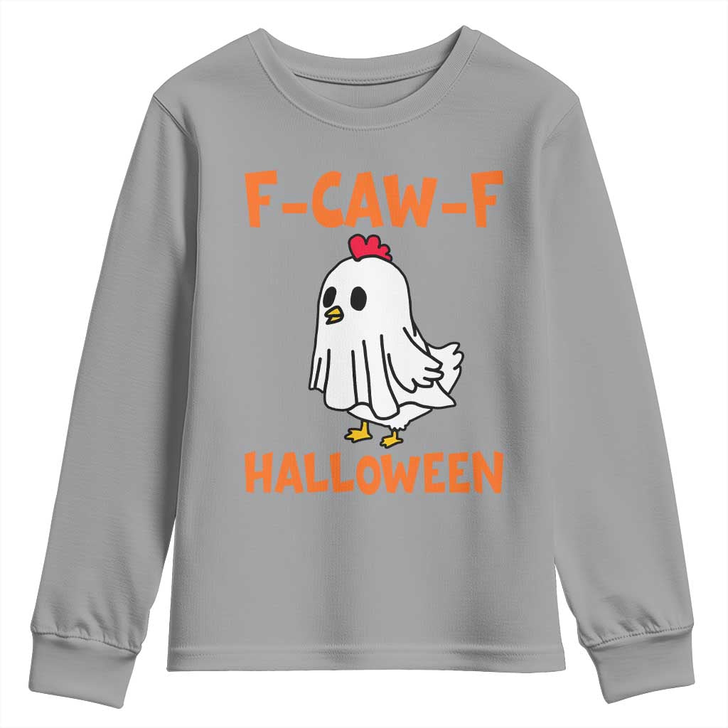 F Caw F Ghost Chicken Costume Youth Sweatshirt Funny Cute Halloween Poultry Lover - Wonder Print Shop