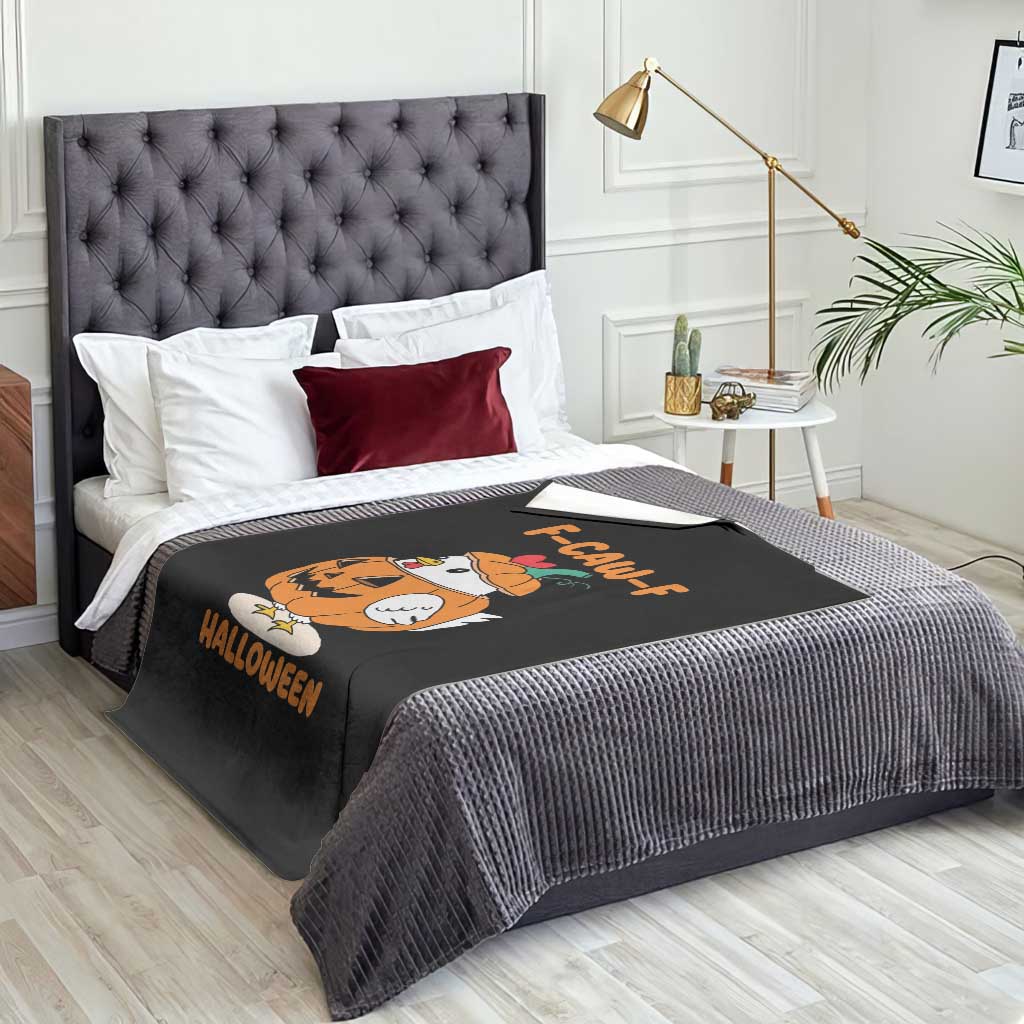 F Caw F Chicken Cute Halloween Costume Throw Blanket Funny Jack O LAttern Poultry Meme Fall Vibes - Wonder Print Shop