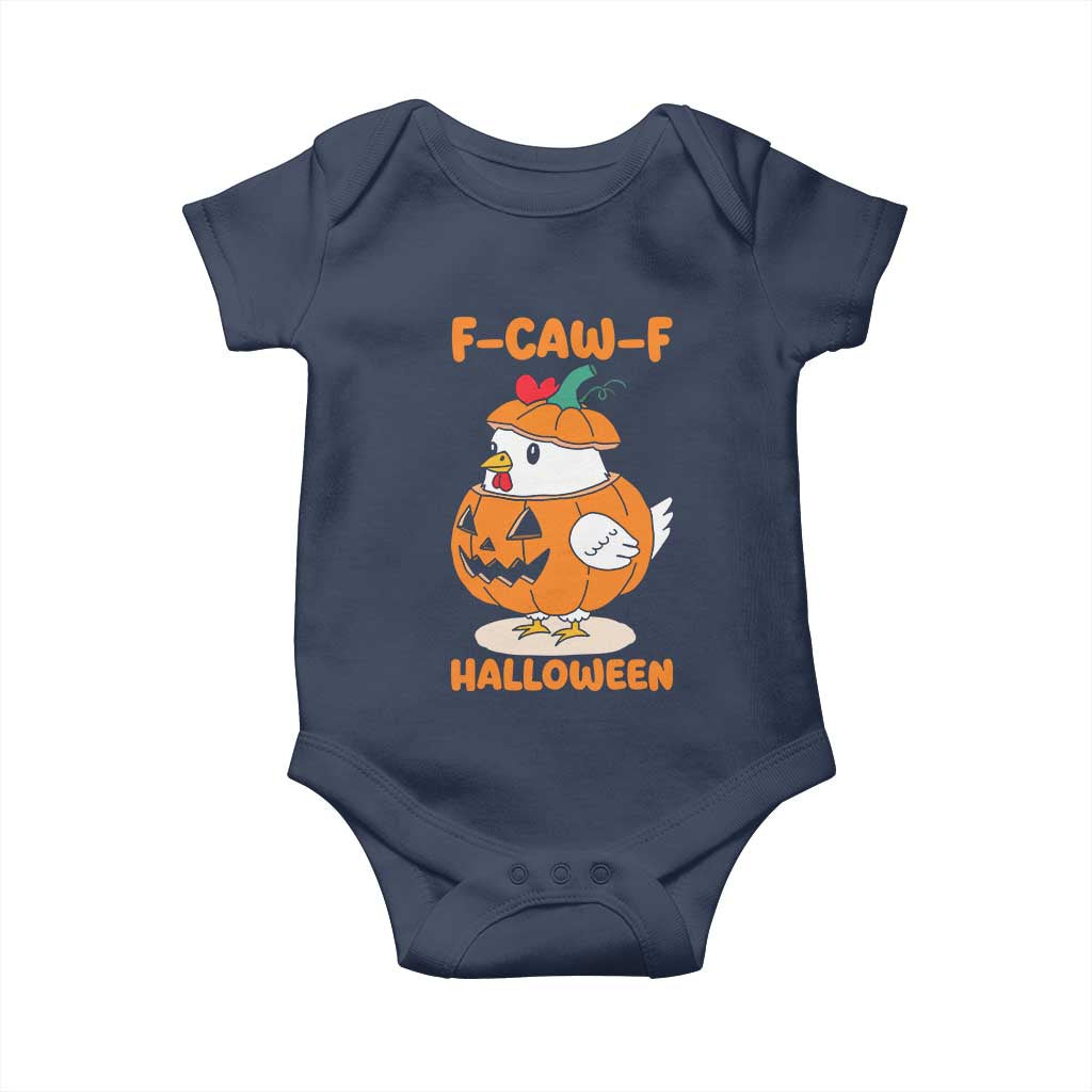 F Caw F Chicken Cute Halloween Costume Baby Onesie Funny Jack O LAttern Poultry Meme Fall Vibes - Wonder Print Shop
