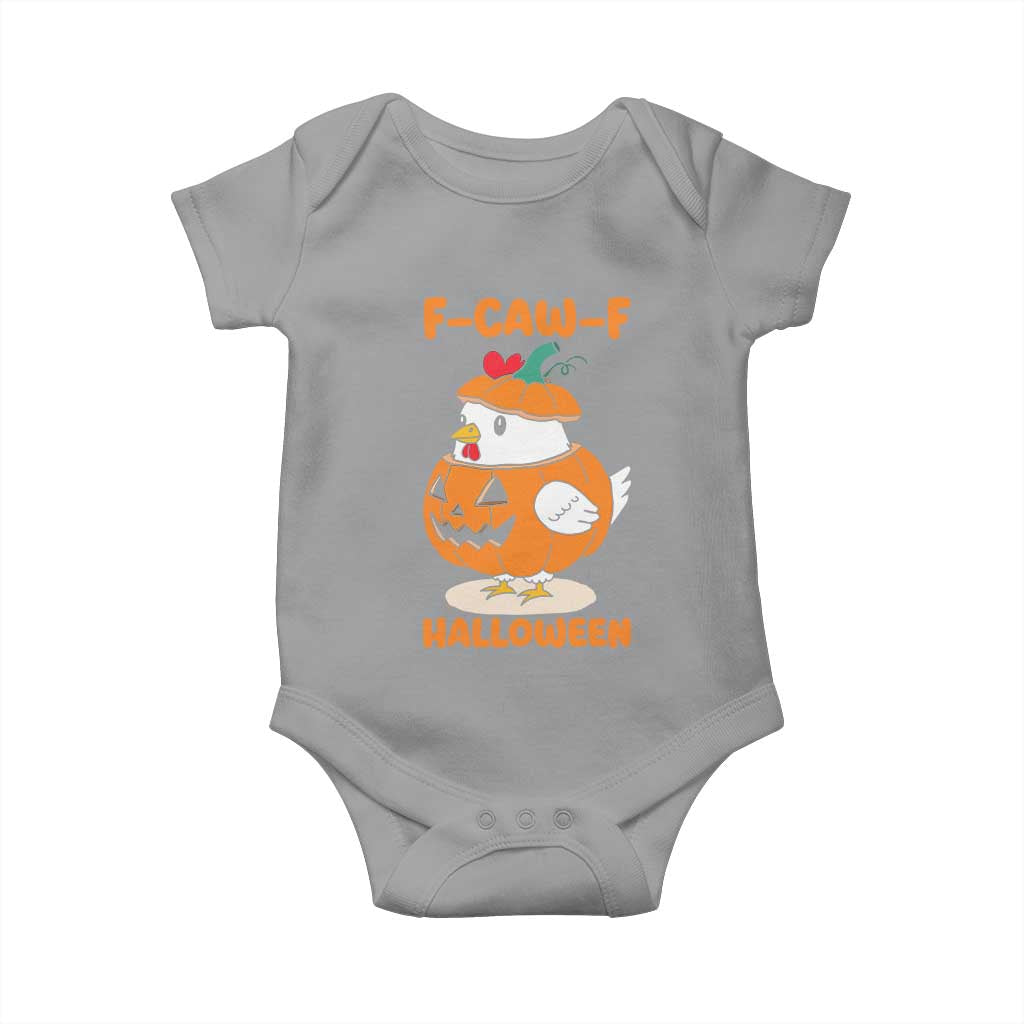 F Caw F Chicken Cute Halloween Costume Baby Onesie Funny Jack O LAttern Poultry Meme Fall Vibes - Wonder Print Shop