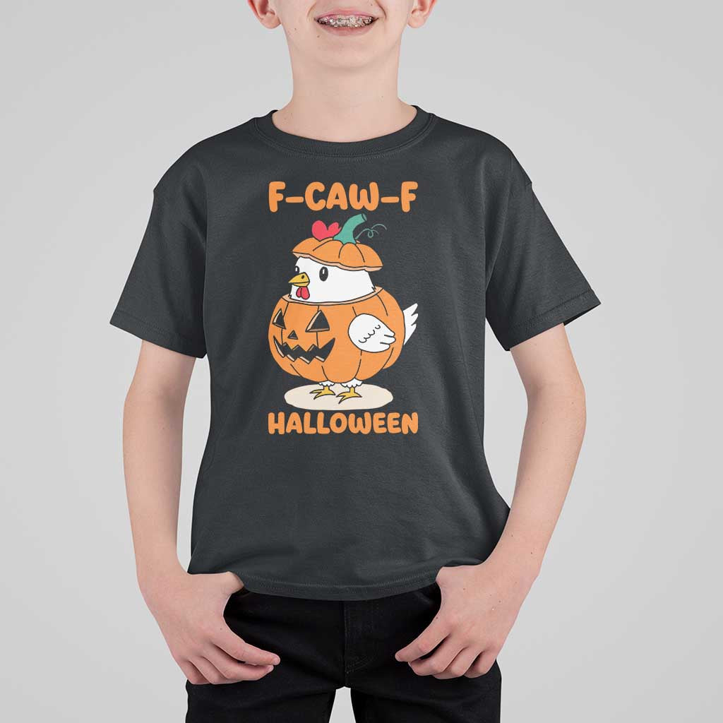 F Caw F Chicken Cute Halloween Costume T Shirt For Kid Funny Jack O LAttern Poultry Meme Fall Vibes - Wonder Print Shop