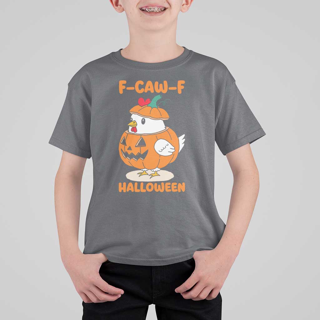 F Caw F Chicken Cute Halloween Costume T Shirt For Kid Funny Jack O LAttern Poultry Meme Fall Vibes - Wonder Print Shop