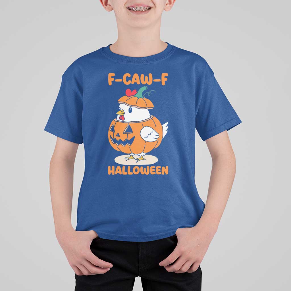F Caw F Chicken Cute Halloween Costume T Shirt For Kid Funny Jack O LAttern Poultry Meme Fall Vibes - Wonder Print Shop