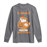 F Caw F Chicken Cute Halloween Costume Long Sleeve Shirt Funny Jack O LAttern Poultry Meme Fall Vibes - Wonder Print Shop