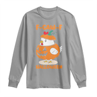F Caw F Chicken Cute Halloween Costume Long Sleeve Shirt Funny Jack O LAttern Poultry Meme Fall Vibes - Wonder Print Shop