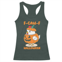 F Caw F Chicken Cute Halloween Costume Racerback Tank Top Funny Jack O LAttern Poultry Meme Fall Vibes - Wonder Print Shop