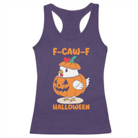 F Caw F Chicken Cute Halloween Costume Racerback Tank Top Funny Jack O LAttern Poultry Meme Fall Vibes - Wonder Print Shop