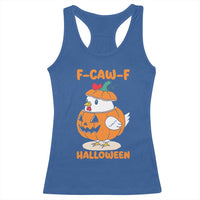 F Caw F Chicken Cute Halloween Costume Racerback Tank Top Funny Jack O LAttern Poultry Meme Fall Vibes - Wonder Print Shop