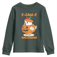 F Caw F Chicken Cute Halloween Costume Youth Sweatshirt Funny Jack O LAttern Poultry Meme Fall Vibes - Wonder Print Shop
