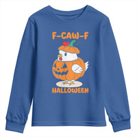 F Caw F Chicken Cute Halloween Costume Youth Sweatshirt Funny Jack O LAttern Poultry Meme Fall Vibes - Wonder Print Shop