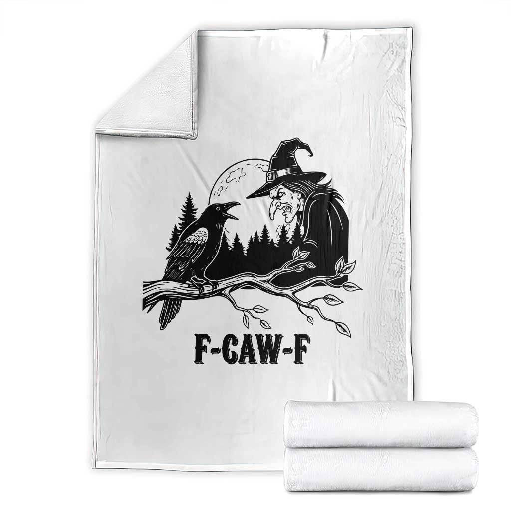 F Caw F Gothic Raven and Witch Throw Blanket Funny Halloween Spooky October Vibes - Wonder Print Shop