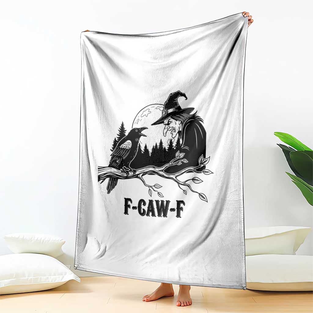 F Caw F Gothic Raven and Witch Throw Blanket Funny Halloween Spooky October Vibes - Wonder Print Shop