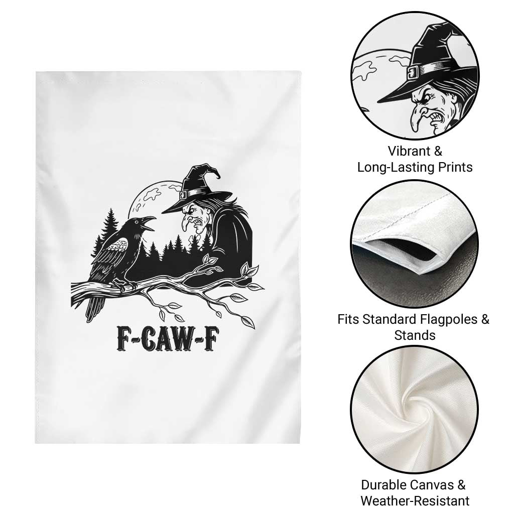 F Caw F Gothic Raven and Witch Garden Flag Funny Halloween Spooky October Vibes - Wonder Print Shop