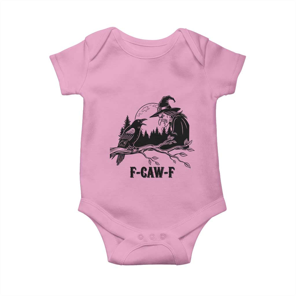 F Caw F Gothic Raven and Witch Baby Onesie Funny Halloween Spooky October Vibes - Wonder Print Shop