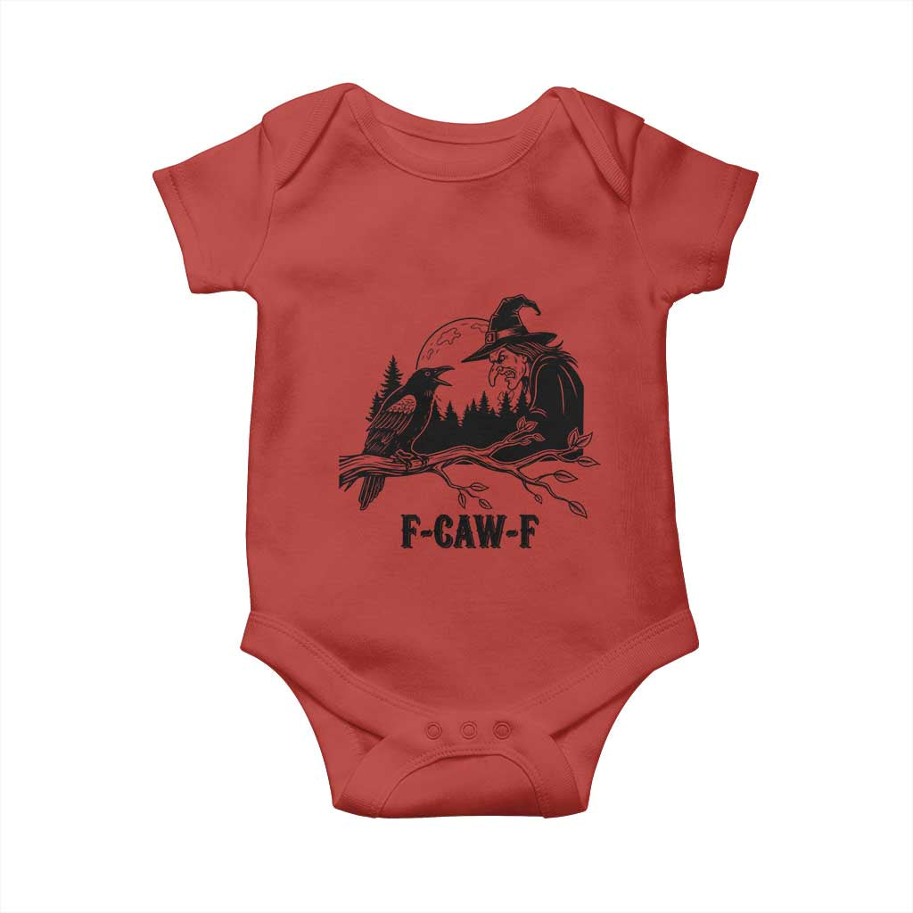 F Caw F Gothic Raven and Witch Baby Onesie Funny Halloween Spooky October Vibes - Wonder Print Shop