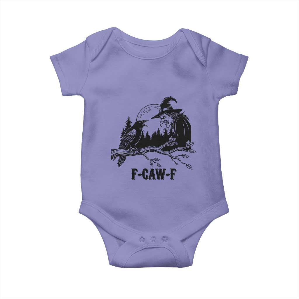 F Caw F Gothic Raven and Witch Baby Onesie Funny Halloween Spooky October Vibes - Wonder Print Shop