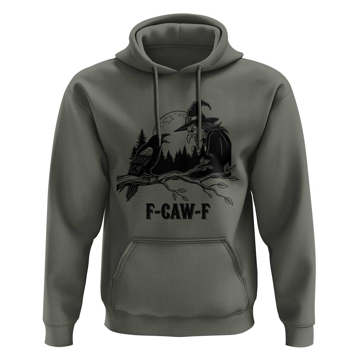 F Caw F Gothic Raven and Witch Hoodie Funny Halloween Spooky October Vibes - Wonder Print Shop